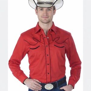 Western Express Cowboy Red Men's Shirt Black Snap Closures Size M western
